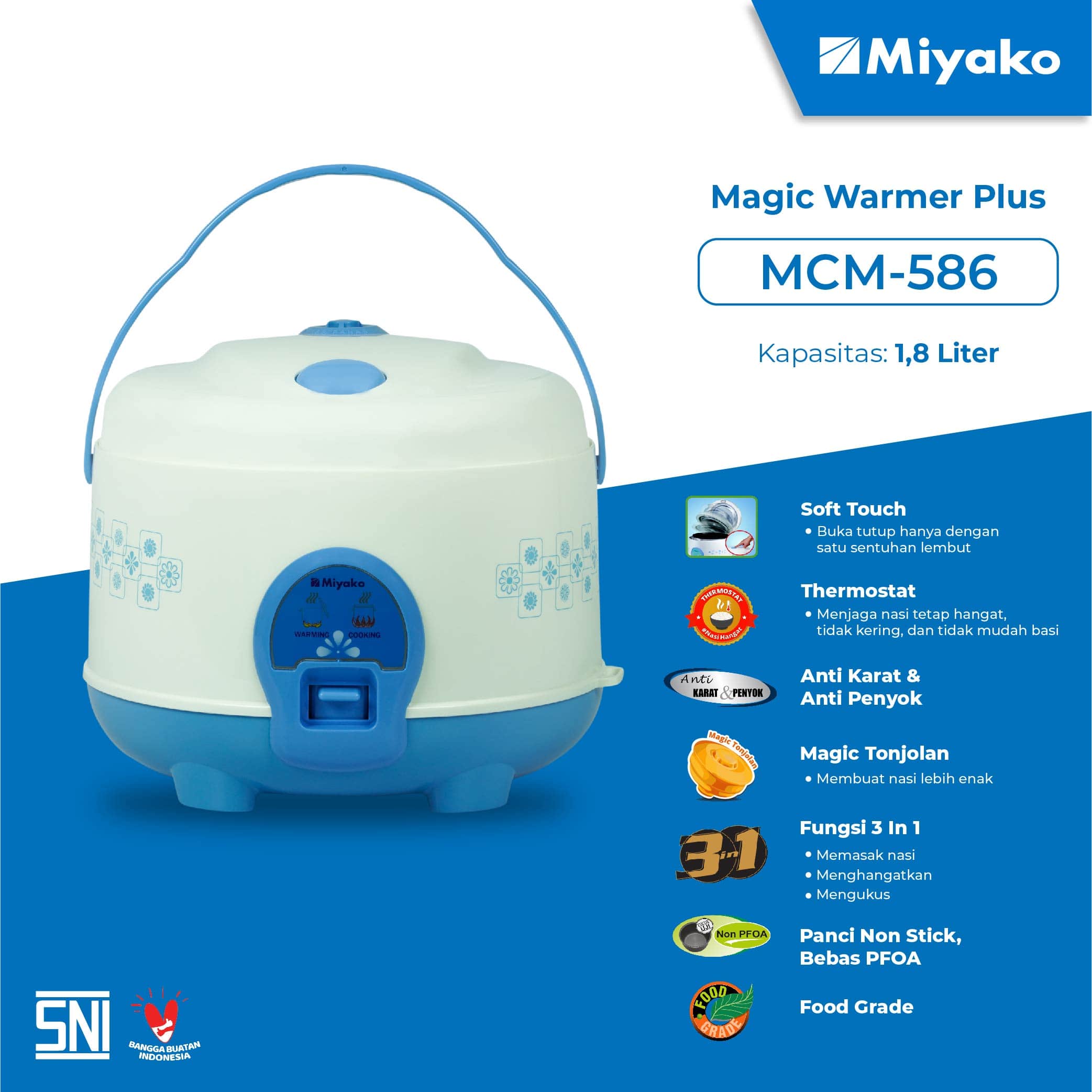 Gambar Magic Warmer Plus Miyako MCM-586 Detail | Magic Warmer Plus - Rice Cooker | Miyako Indonesia