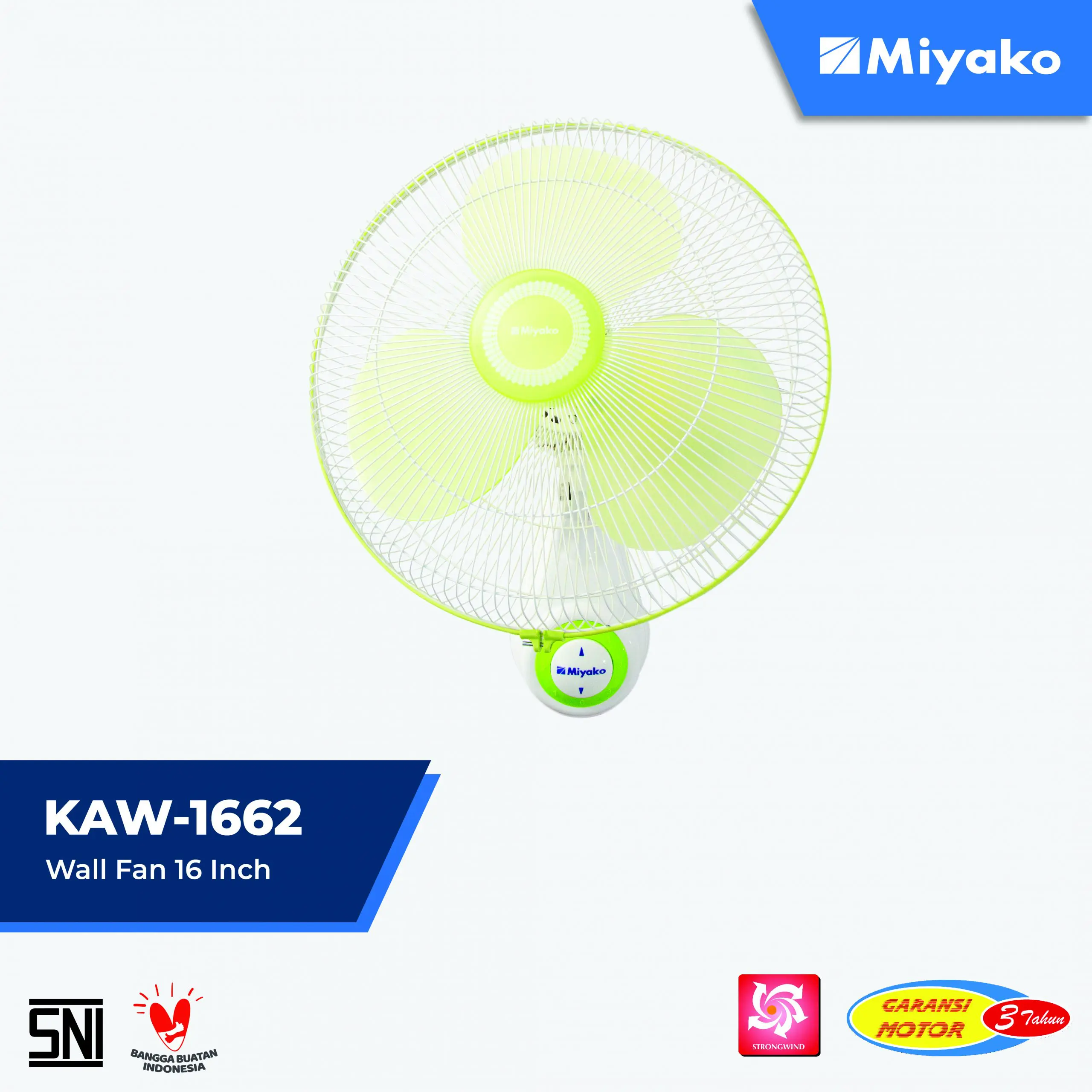 Gambar Electric Fan Miyako KAW-1662 Detail | Wall Fan - Kipas Angin | Miyako Indonesia