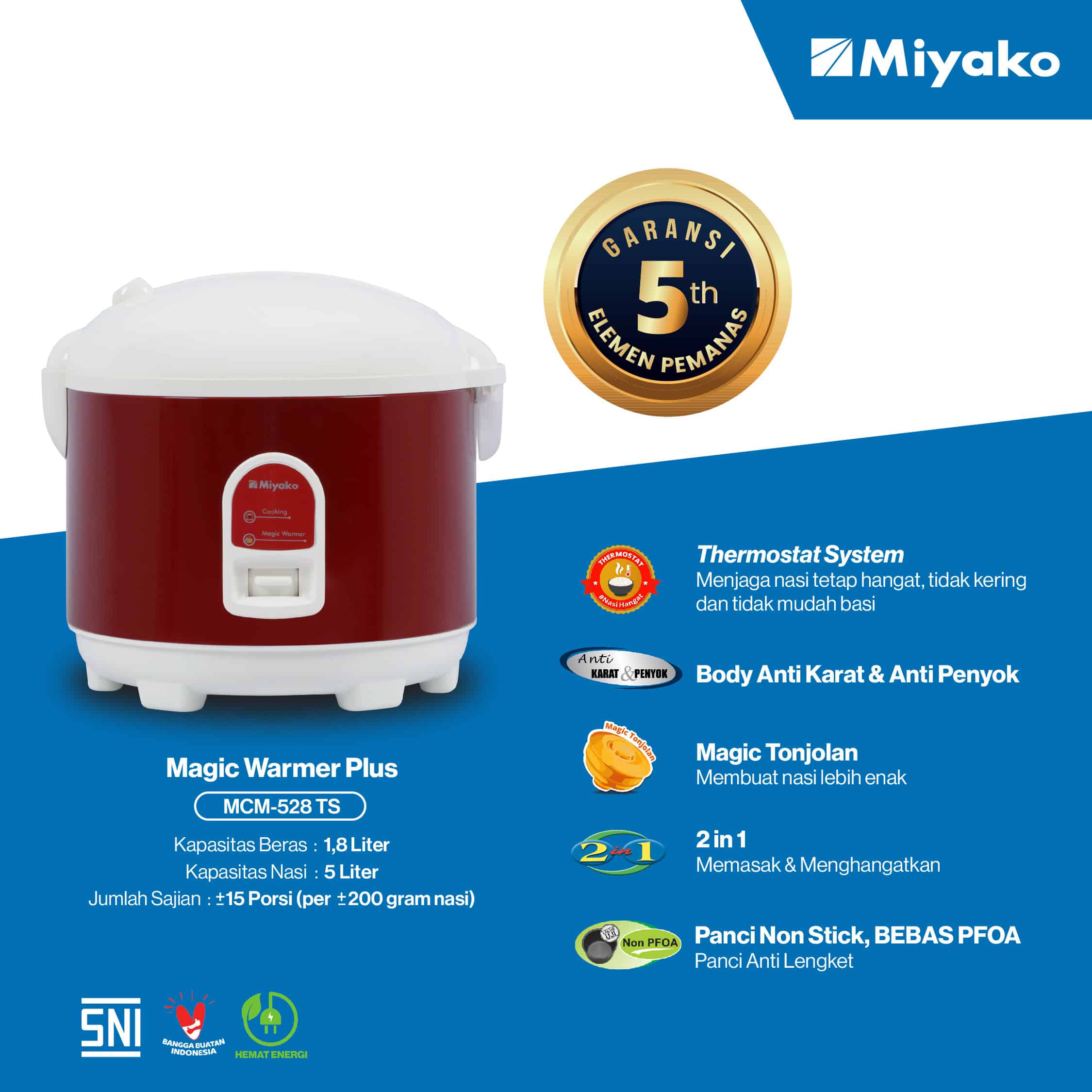 Rice Cooker Miyako MCM-528 TS