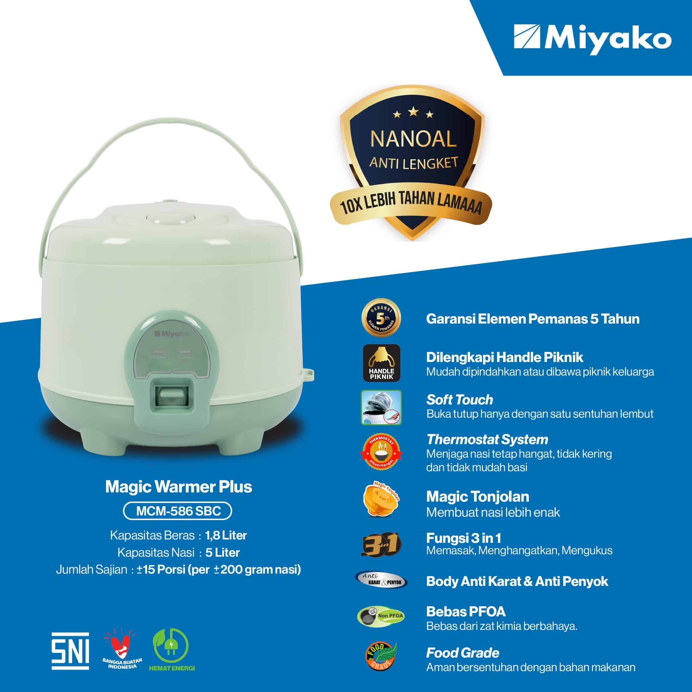 Rice Cooker Miyako MCM-586 SBC